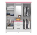 Ver imagem 4 de Guarda Roupa Casal C/ Espelho C/ Capelinha 4 Portas 3 Gavetas 5 Prateleiras 2 Cabideiros Pés Em PVC