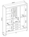 Ver imagem 5 de Guarda Roupa Casal C/ Espelho C/ Capelinha 4 Portas 3 Gavetas 5 Prateleiras 2 Cabideiros Pés Em PVC