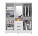 Ver imagem 3 de Guarda Roupa Casal C/ Espelho C/ Capelinha 4 Portas 3 Gavetas 5 Prateleiras 2 Cabideiros Pés Em PVC