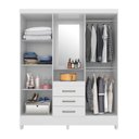 Ver imagem 3 de Guarda Roupa Casal C/ Espelho C/ Capelinha 4 Portas 3 Gavetas 5 Prateleiras 2 Cabideiros Pés Em PVC