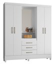 Ver imagem 2 de Guarda Roupa Casal C/ Espelho C/ Capelinha 4 Portas 3 Gavetas 5 Prateleiras 2 Cabideiros Pés Em PVC