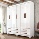 Ver imagem 1 de Guarda-roupa Solteiro Denver 6 Portas 6 Gavetas 22120 Branco - Carioca Móveis