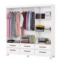 Ver imagem 3 de Guarda-roupa Solteiro Denver 6 Portas 6 Gavetas 22120 Branco - Carioca Móveis