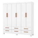 Ver imagem 2 de Guarda-roupa Solteiro Denver 6 Portas 6 Gavetas 22120 Branco - Carioca Móveis