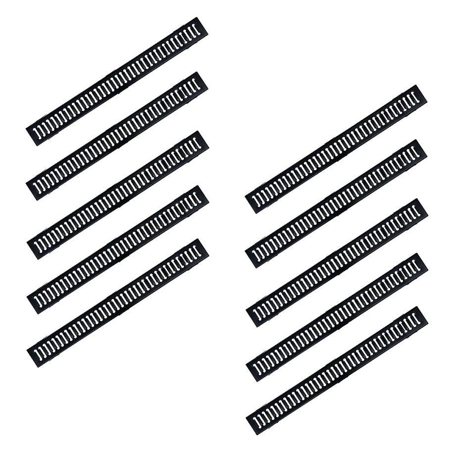 Kit 10 Ralo Grelha e Caixilho Aço Galvanizado Preto 10x100cm