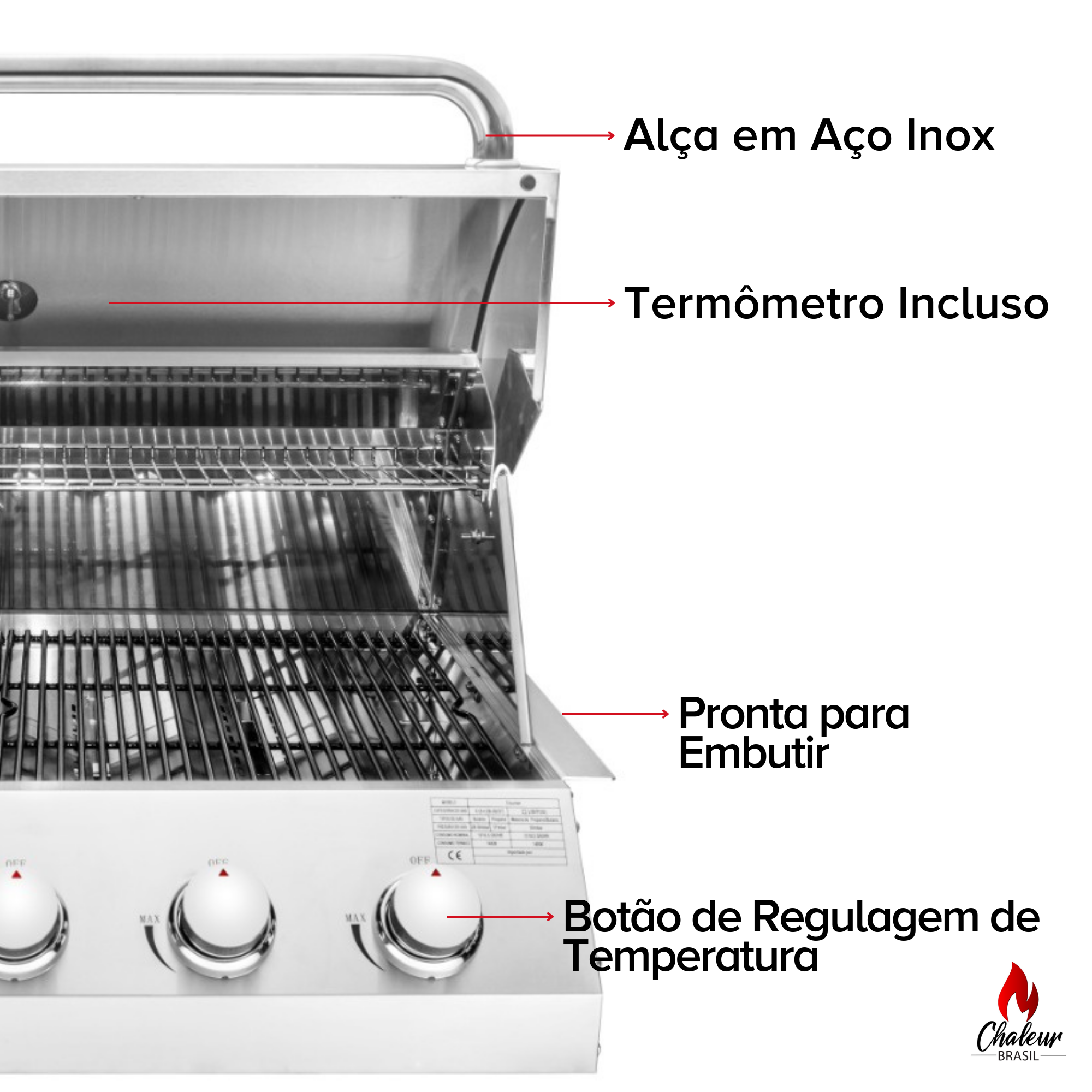 Churrasqueira a Gás de Embutir Concept Series 5 Queimadores para Bancada - 4