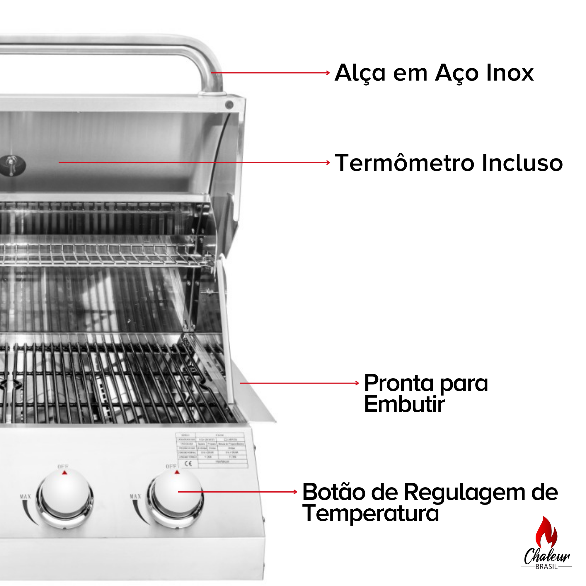 Churrasqueira a Gás de Embutir Concept Series 4 Queimadores para Bancada - 7