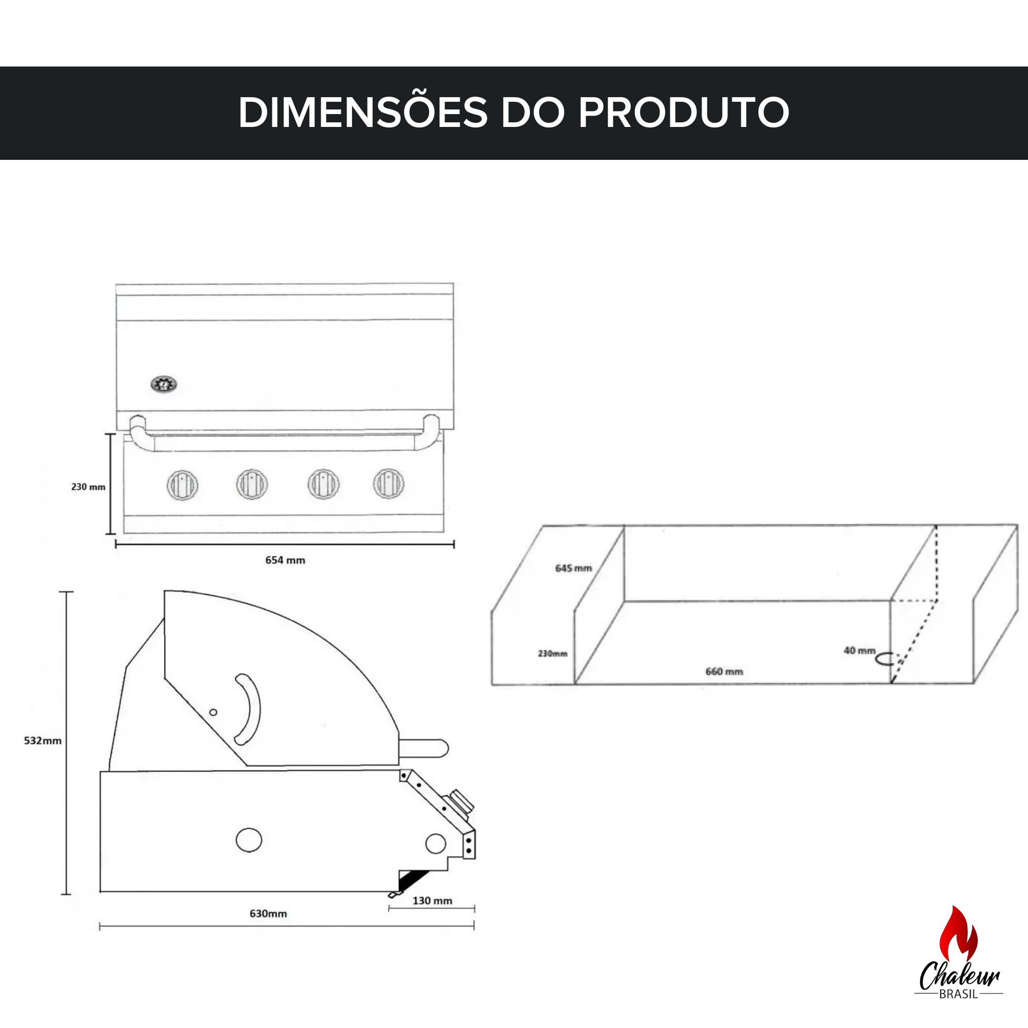 Churrasqueira a Gás de Embutir Concept Series 4 Queimadores para Bancada - 8