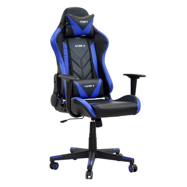 Cadeira Gamer Giratória Modelo Rush Reclinável Racer X Azul - 1