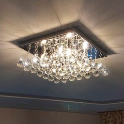 Lustre de Cristal Verdadeiro Quadrado para Sala, Quarto 25x25cm - 1