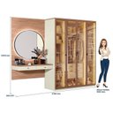 Ver imagem 3 de Guarda Roupa Reflecta 4 Portas e Penteadeira 100% MDF Fancy Marrom/Areia
