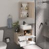 Conjunto Gabinete Banheiro Nivus 60cm (armário + Cuba + Espelheira) Madeirado / Branco - 2