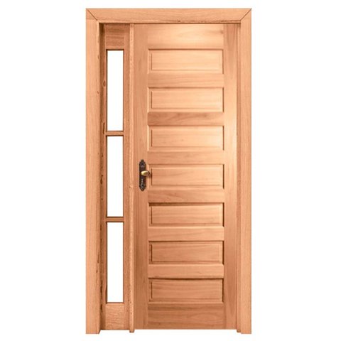 Kit Porta de Madeira Maciça Pe28 Vidro Lateral de Cedro Arana Esel 213ax140l Lado Direito