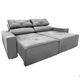 Sofá 3 Lugares Retrátil 2,00m Cinza com Molas – Estofado Slim e Confortável - 2