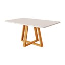 Ver imagem 3 de Conjunto Mesa 4 Cadeira Tampo 120x90 Vidro Pés Madeira Bege