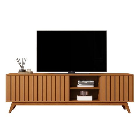 Rack Bancada Açai 180 Cm Tv até 75" com Pés Madeira Maciça Nature
