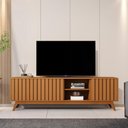 Ver imagem 2 de Rack Bancada Açai 180 Cm Tv até 75" com Pés Madeira Maciça Nature