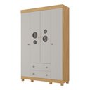 Ver imagem 2 de Guarda-roupa Infantil 122cm com Vidro 4 Portas e 2 Gavetas Bombom Multimóveis Mp4463 Madeirado/off
