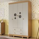Ver imagem 1 de Guarda-roupa Infantil 122cm com Vidro 4 Portas e 2 Gavetas Bombom Multimóveis Mp4463 Madeirado/off