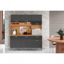 Ver imagem 1 de Kit Cozinha Compacta Siena 6 Portas 1 Gaveta 160cm Cinamomo e Grafite Aramóveis