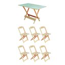 Ver imagem 1 de Conjunto Mesa De Madeira Dobravel 120X70 Sem Pintura/Crua 6 Cadeiras - Marrom