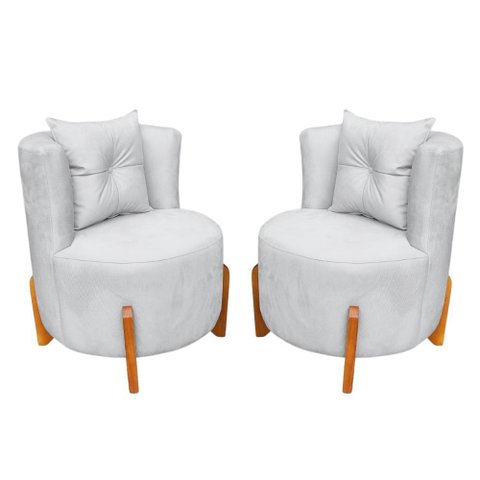 Kit 2 Poltronas Orgânica Curva Luna Boucle Cinza Claro - Montanaris Decor