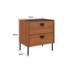 Ver imagem 3 de Mesa de Cabeceira 57cm com 2 Gavetas e Pés em Metal 100% Mdf Cor:itaúba Âmbar com Reali