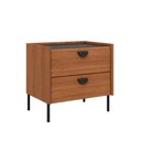 Ver imagem 2 de Mesa de Cabeceira 57cm com 2 Gavetas e Pés em Metal 100% Mdf Cor:itaúba Âmbar com Reali