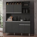 Ver imagem 3 de Kit Cozinha Compacta 130cm com 6 Portas e 1 Gaveta Nicole Cinza Escuro