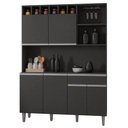 Ver imagem 1 de Kit Cozinha Compacta 130cm com 6 Portas e 1 Gaveta Nicole Cinza Escuro