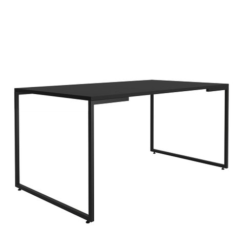 Mesa de Jantar 06 Lugares Porto 160 cm Preto Base Metálica Industrial Preto - D’Rossi