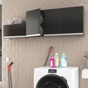 Ver imagem 2 de Kit Área de Serviço e Lavanderia com 02 Armários Aéreo 120cm e 60cm 100% Mdf Preto - Abmaza