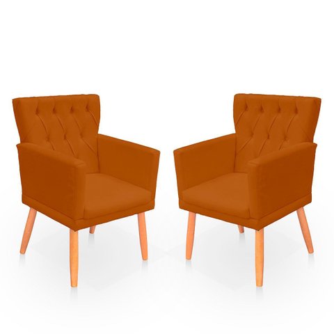 Kit Poltrona Capitonê Clássica Confortável para Sala e Quarto Ana Suede
