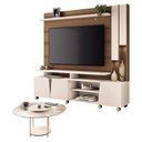 Ver imagem 1 de Estante Home Theater Virtus Castanho Off White com Mesa de Centro Sky com Tampo de Vidro Off White