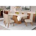 Ver imagem 1 de Conjunto: Mesa de Cozinha Épic Sc24 Tampo Madeirado C/ Vidro Canto Curvo 160x90cm e 6 Cadeiras Anne