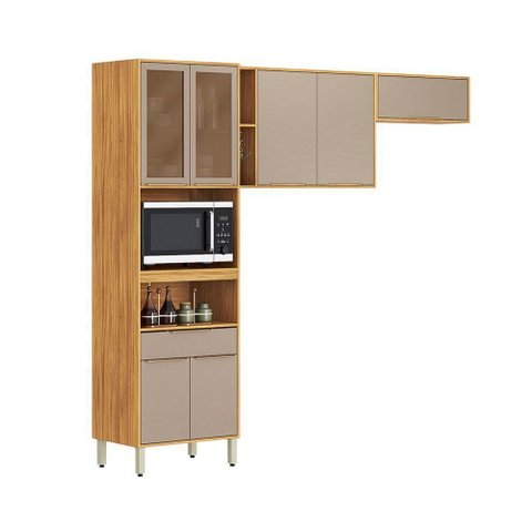 Conjunto de Cozinha Plena Modulado com 7 Portas e 1 Gaveta Cinamomo Touch/Nude Prime Tx