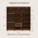 Ver imagem 2 de Guarda Roupa Casal Elegance 6 Portas de Bater 2 Gavetas MDF-MDP com Espelho Imbuia Mobília Decor