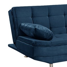 Sofá Cama Valencia 3 Lugares Reclinável Material Azul - Star Confort valencia Silver Sofá Cama tres  - 4