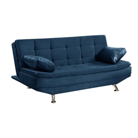 Sofá Cama Valencia 3 Lugares Reclinável Material Azul - Star Confort valencia Silver Sofá Cama tres 