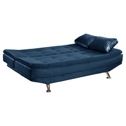 Sofá Cama Valencia 3 Lugares Reclinável Material Azul - Star Confort valencia Silver Sofá Cama tres  - 5