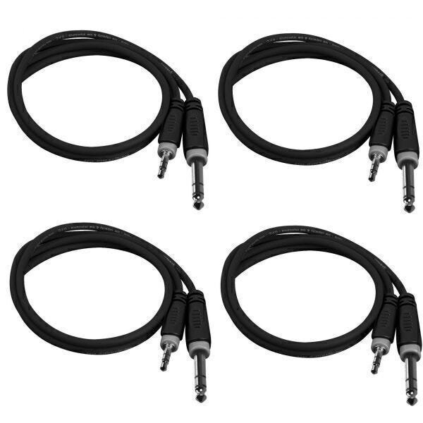 Kit 4 Cabos P10 x P2 Estéreo 1.5Mt Player Hayonik - 1