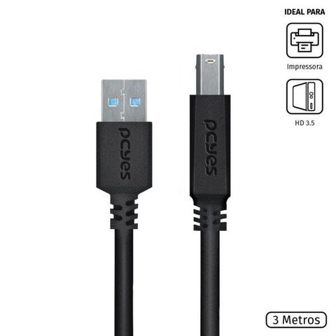 Cabo USB 3.0 Impressora / HD PcYes PUABM3-3