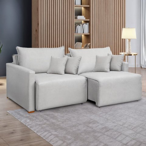 Sofá Cama Retrátil e Reclinável 2 Lugares 180cm Pés Madeira Maciça Júlia Yescasa