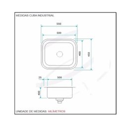 CUBA INOX INDUSTRIAL 50X40X40CM TECNOCUBA K - 2