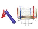 Ver imagem 1 de Kit Azul Cama Elástica 2.30m + Escorregador Grande 4 Degraus