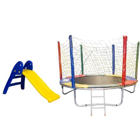 Kit Amarelo Cama Elástica 2,30m + Escorregador Baby 2 Degraus