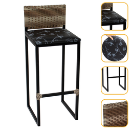 Banqueta Quadrada Junco Cappuccino para Balcão Ilha Cozinha Área Gourmet Bancada Piscina Bar - 1