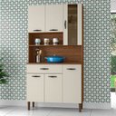 Ver imagem 2 de Armário de Cozinha Compacta 90cm Bruna K02 Nogueira/Off White - Mpozenato