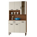 Ver imagem 1 de Armário de Cozinha Compacta 90cm Bruna K02 Nogueira/Off White - Mpozenato