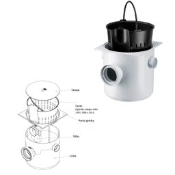 Caixa de Gordura Sifonada Branca Quadrada com Tampa e Cesto, 250 X 250 X 75/100 Mm Herc - 5